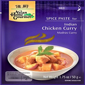 Asian Home Goumet Indian Chicken Cuy Spice Paste 1.75o 아시안 홈 구르메 인도 치킨 카레 스파이스 페이스트 1.75oz. (3팩, 3개, 49g