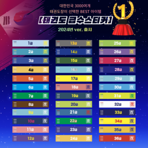 [태권도 유품자 급수 스티커] 더태카 베스트 인기상품 1급 - 36급, 31급 30장