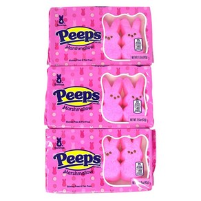 Easte Peeps Mashmallow Pink Bunny Shaped Candy 1.5 Ounc Easte Peeps 마시멜로 핑크 토끼 모양 캔디 1.5온스 3개, 42g