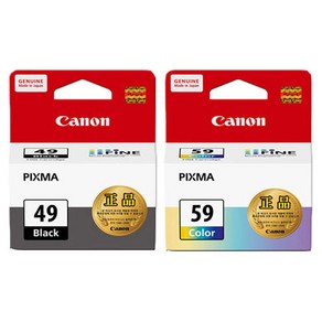 [CANON] 완전 정품 PIXMA E3190 프린터전용 PG49검정+CL59칼라 잉크 세트, 1개