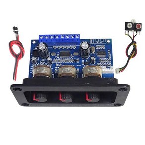 2.1 채널 블루투스 5.0 오디오 앰프 보드 서브우퍼 클래스 D 키트 DC 암 케이블 포함 2x25W 50W, 은, 1) black  blue