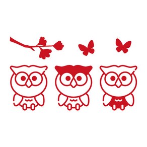 오피스왕국 부엉이 그래픽 스티커 동물스티커 나비스티커 owl7, 레드