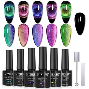 9D Cat Eye 6Pcs MIZHSE 9D Cat Eye Gel Nail Polish Magnetic Cat Eye Gel Nail Polish Magnetic Gel Nai, Bown, 10ml, 6개