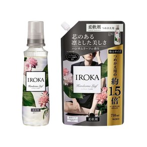 일본 IROKA 이로카 섬유유연제 본체 570ml + 리필 710ml 세트 내추럴 핸섬 리프 향, 1개