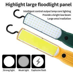 고성능 LED 토치 작업등 휴대 자동 수리 램프 충전식 캠핑 랜턴 투광 조명 자석 후크 포함