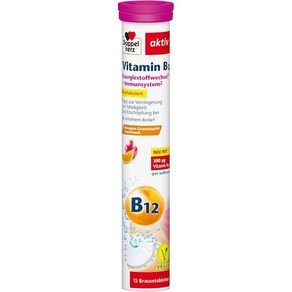 독일 도펠헤르츠 Doppelhez Vitamin B12 오렌지 석류맛 비타민B12 발포정, 1개, 15정