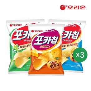 오리온 포카칩 스윗치즈(60g)3개+포카칩 오리지널(66g)3개+포카칩 어니언(66g)3개