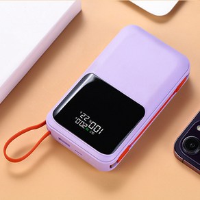 노트북 보조배터리 66W 초고속충전 30000mAh C타입 경량 휴대용 내장 케이블, 바이올렛