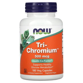 NOW 보충제 Ti-Chomium™ 500mcg 시나몬 함유 인슐린 공동 팩터＊ 180 식물성 캡슐, 180 Veg Capsules, 1개, 180정