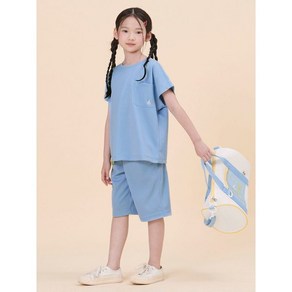 [정품] 빈폴키즈 [BEANPOLE KIDS] 핫썸머 기능성 티셔츠 상하 세트 스카이 블루 트렌디한