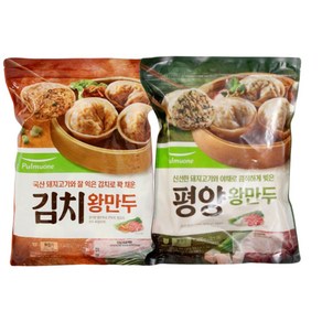 (냉동)[풀무원]평양왕만두1.4kg+김치왕만두1.4kg, 1.4kg, 2개