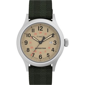 타이맥스 워치 손목시계 Timex 남성 익스페디션 노스 시에라 40mm 시계 블랙 스트랩 그린 다이얼 실버톤 케이스