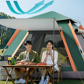 AORAN 원터치텐트 야외 캠핑4각 자외선 차단 레인 선텐트, 흑녹색(킹 사이즈)