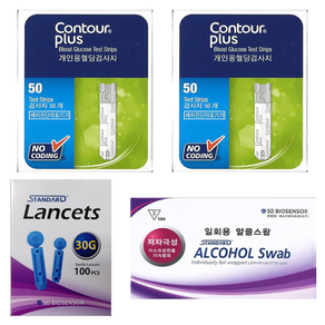 컨투어 BAYER 바이엘 컨투어플러스 혈당시험지 200매+채혈침200개+알콜솜200매 SW, 1개