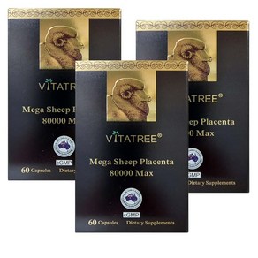 VITATREE Mega Sheep Placenta 비타트리 호주 메가 쉽 플라센타 양태반 80000mg 맥스 60캡슐 3팩, 60정, 3개