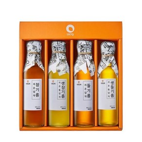 50년전통 대현상회 저온압착 참기름 들기름 생들기름 생참기름 180ml 4종 선물세트 (선물케이스포장), 1개