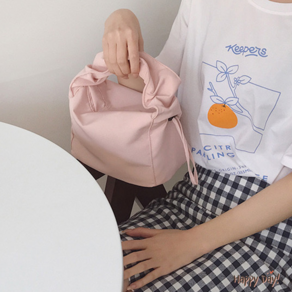 귀여운 셔링 스퀘어 미니 토트백 가벼운 핸드백 스트링 여친룩