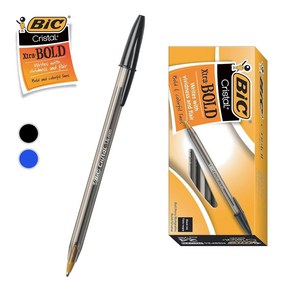 BIC 볼펜 크리스탈 1.6mm Cistal 볼드 빅볼펜, 12개, 블랙