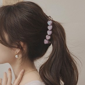 [초콜리트쥬얼리] 벌룬 하트 글리터 헤어 바나나 집게핀 5컬러