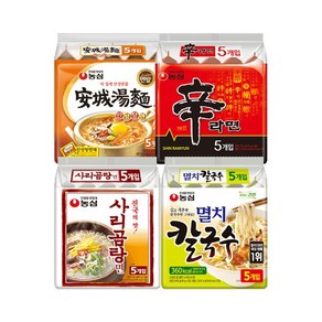 신라면 5입 + 안성탕면 5입 + 사리곰탕면 5입 + 멸치칼국수 5입, 신라면5+안성탕면5+사리곰탕5+멸치칼국수5, 1개