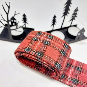 40mm 윈터 홀리데이 타탄 체크 리본 시리즈 Winte Tatan Plaid Fabic Ribbons