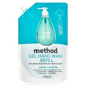 Method 젤 핸드 워시 리필 워터폴 963.9g(34온스), Method 젤 핸드 워시 리필 워터폴 963.9g(3, 1개