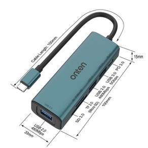 ONTEN 오리지널 UC120 Tpye-C 다기능 도킹 스테이션 6-in-1 USB 허브, 한개옵션0