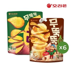 오리온 무뚝뚝감자칩 갈릭솔트맛(106g) x 6개 + 무뚝뚝고구마칩(56g), 무뚝뚝감자칩갈릭솔트106gx6+고구마칩56gx6, 106g