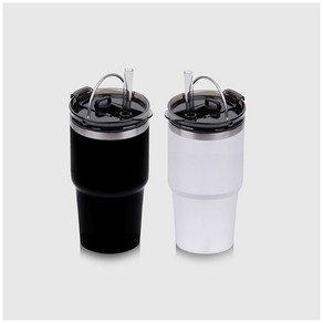 레벤쿠첸 2in1 빨대 텀블러 600ml 보온병 보냉병 물병, 블랙, 1개