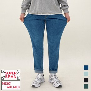 모노마인 남성용 빅사이즈 스판 밴딩 청바지 M-4XL