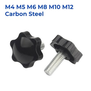 탄소강 별 모양 나사 플라스틱 손잡이 플럼 핸드 조임 너트 기계식 M4 M5 M6 M8 M10 M12, M6-2pcs D 25mm, 16mm, 2개