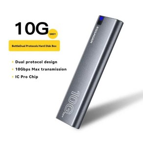 [외장 SSD] Essage M.2 SSD 케이스 하드 드라이브 박스 휴대용 NVME SATA USB 3.2 C 타입 외장 디스크 10, 01 Gey, 한개옵션1