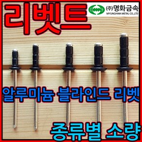 흑색 흑착색 검정색 검은색 알루미늄 블라인드 리벳 명화금속 머리대 접시 머리 대와샤, 1-2 둥근 흑색 리벳, 4.0x14mm-15개, 1개