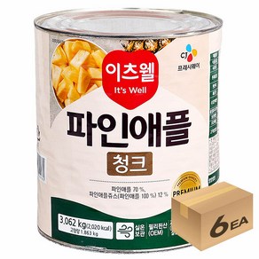 1박스) 이츠웰 업소용 대용량 파인애플 청크 3kg x 6개입, 6개