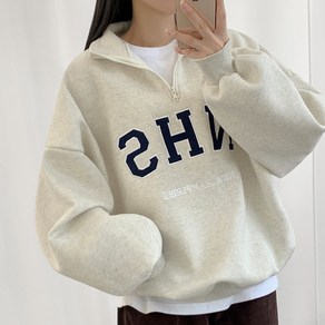 티데일리 남녀공용 뉴햄프 오버핏 반집업 레터링 기모 맨투맨