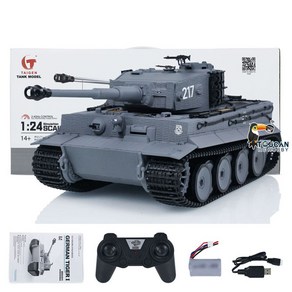 [타임딜] Tige I Taigen RC 전투 탱크 무선 조종 군사 모델 적외선 자동차 차량 남아용 장난감 TH23570 1/24 체중계, 1개