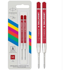 PARKER 파카 퀸크플로 볼펜 교체심 이코노미 레드 2 개 세트 빨강 M 중자 0.7mm 유성 리필 2166545, 상품명참조, 1개