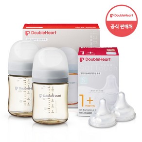 더블하트 모유실감 3세대 PPSU 모먼트 트윈팩 160ml+젖꼭지(2입), S, 새벽그레이, 2세트