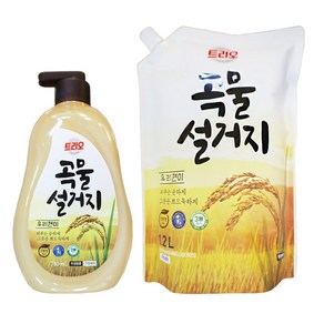 애경 트리오 주방세제 곡물설거지 우리현미 용기 750ml 1개 리필 1.2L 1개 설거지