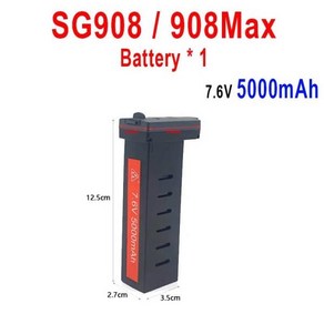 ZLL 전문 카메라 드론 배터리 SG908 SG906 맥스 1 4K 7.6V 3400mAh 5000mAh 용량 액세서리, [04] SG908 908Max  5K 1B, 1개