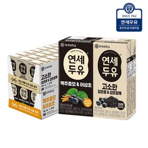 연세우유 맥주효모어성초두유 190ml 24팩 + 검은콩 검은참깨두유 180ml 24팩 총48팩, 48개