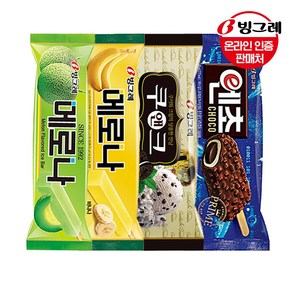 빙그레 메로나 오리지널 10개+메로나 바나나10개+쿠앤크바10개+엔초10개, 40개, 75ml