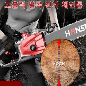 업그레이드된 공업 버전 고출력 전기 체인톱 나무베어 벌목용 전기톱 나무 절단기, 12인치 1 가이드 1 체인, 3000/12인치, 1개