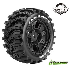 LOUISE RC L-T3298B X-CYCLONE TRAXXAS X-MAXX용 MFT MONSTER TRUCK TIRE SPORT / BLACK RIM HEX 24MM MOUNTED 본딩완료(반대분)(1/5Scale타이어)