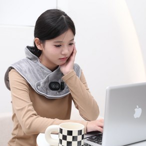 어깨 목 온열 패드 전기 온열찜질기 온열기 6단계 온도 조절 4단계 타이머 설정, 그레이