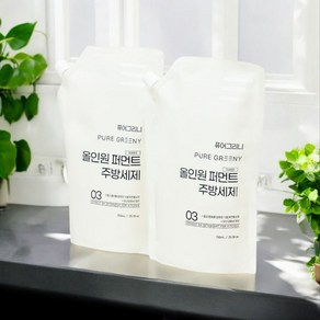 1+1 퓨어그리니 친환경 EM 맨손 뽀득 천연 1종 주방세제 (리필), 1개, 750ml