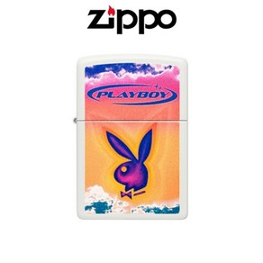 지포라이터 화이트 매트 바탕에 레트로한 플레이보이 래빗 디자인 ZIPPO 48744