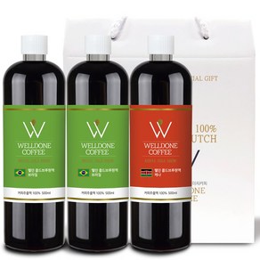 웰던커피 더치커피 콜드브루 500ml 3병선물세트 브라질+브라질+케냐, 3병