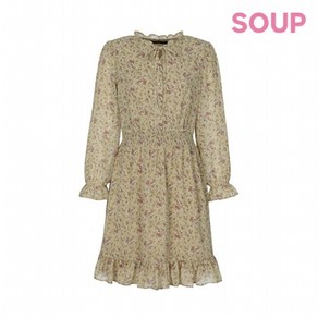 [숲(SOUP)] 30%쿠폰 SOUP 프릴넥 플로럴 원피스