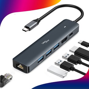 랜스타 LS-U31MHS USB C타입 멀티허브 컨버터 6in1 PD 고속충전 닌텐도 독 모드 삼성 댁스모드, 1개